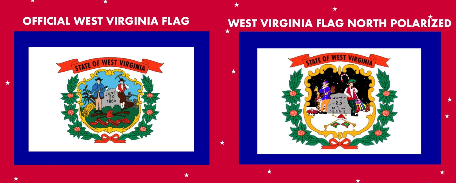The Voice of Vexillology, Flags & Heraldry: Christmas North Polarized Flags for West Virginia and Wyoming