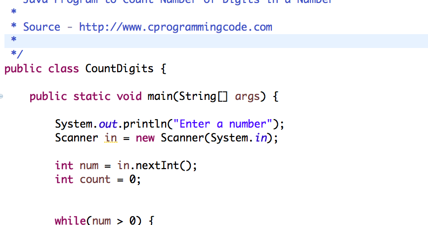 Programming Tutorials: Java Program to Count Number of Digits in a Number