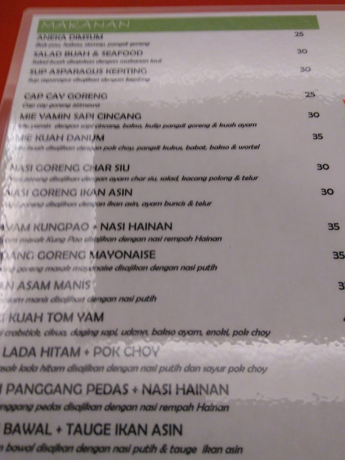 menu waroeng danum menu imlek