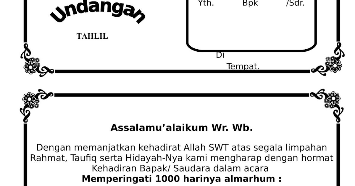 Prescottmonstercross: Undangan Tahlil Pendak Pindo