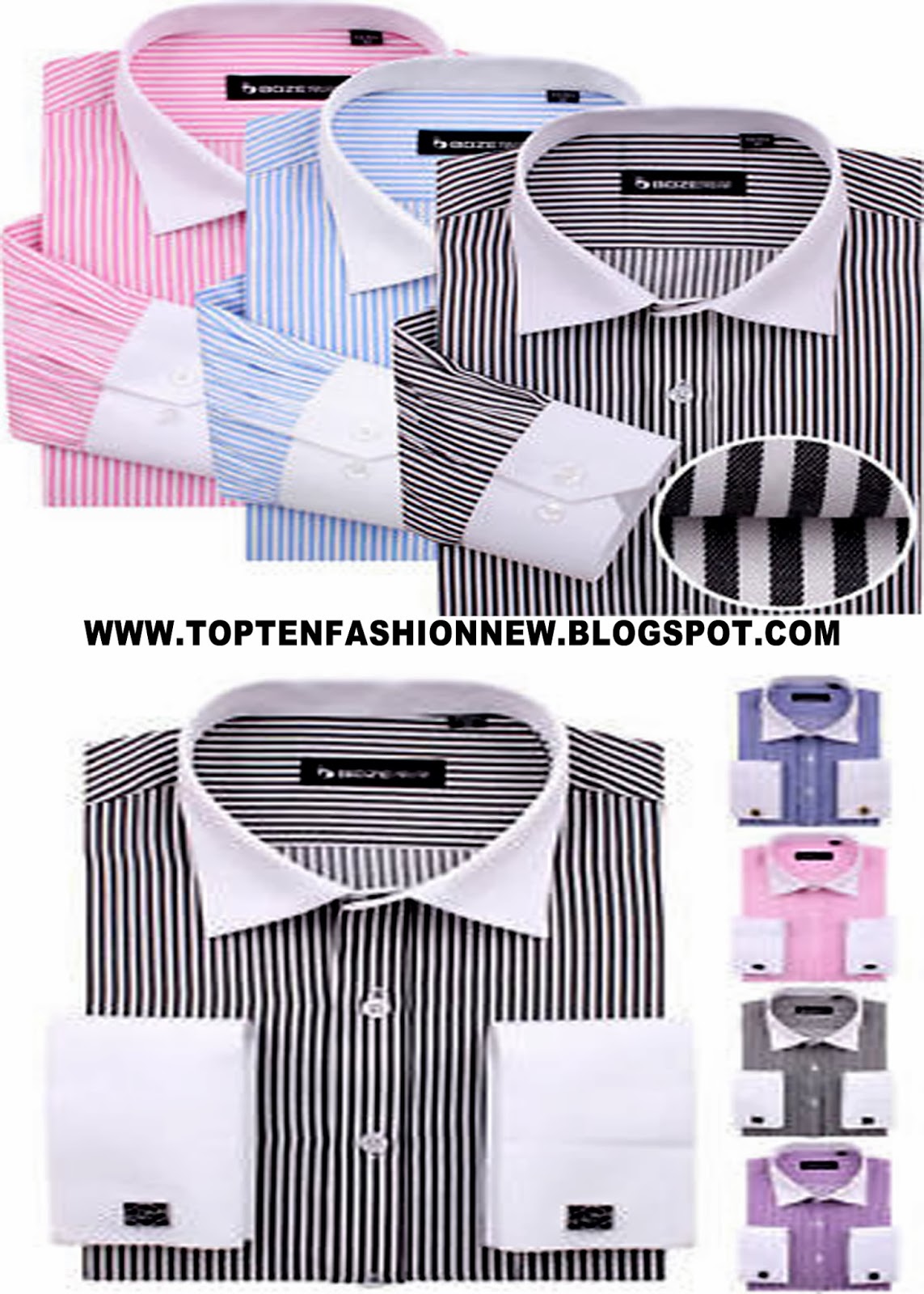 TOPTENFASHIONNEW MENS BLUE DRESS SHIRT WHITE COLLAR