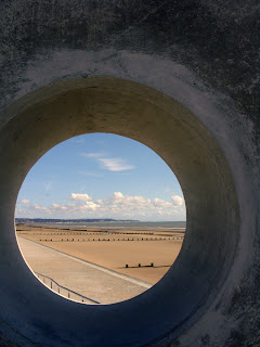 Beach seen through sea defences