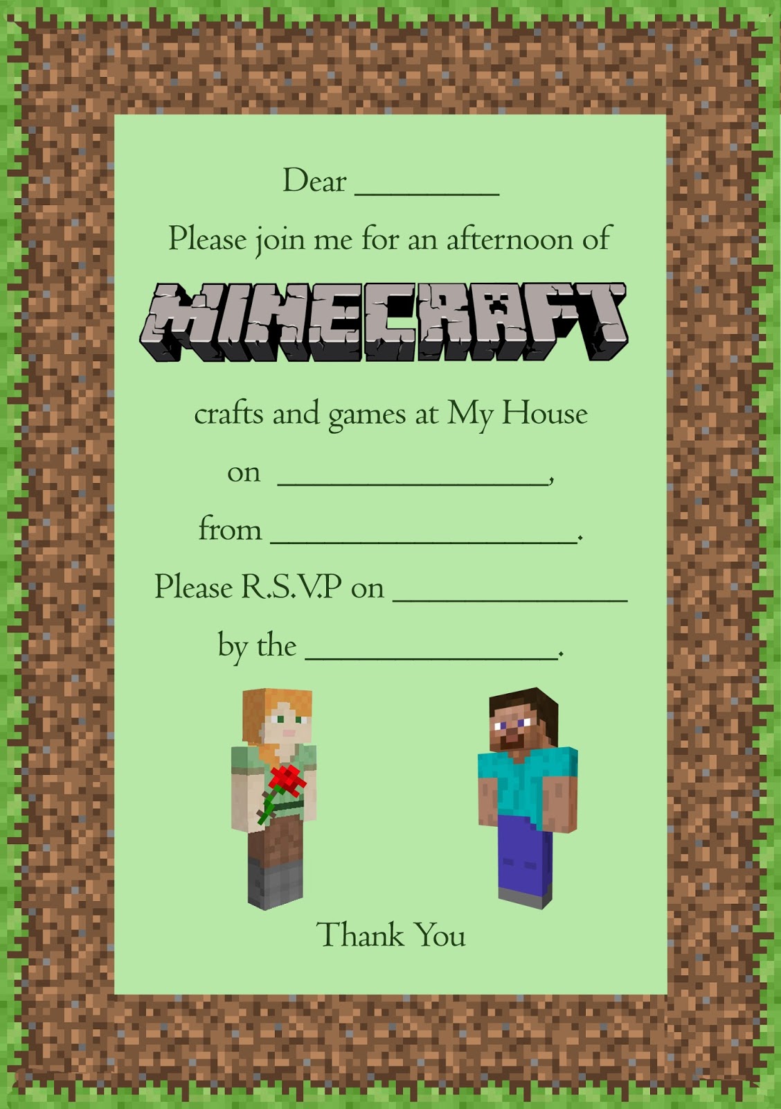 I went to a little girl's Minecraft birthday party. Here is her