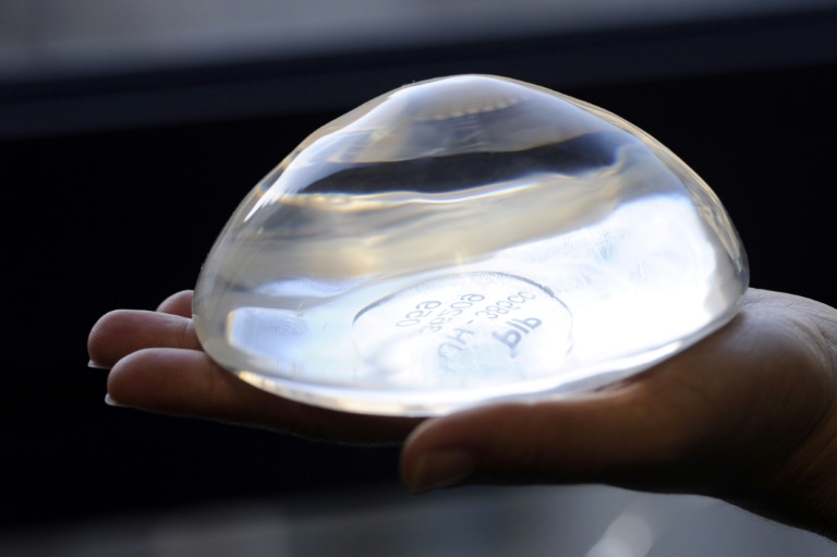 A breast implant manufactured by French implant manufacturer Poly Implant Prothese (PIP)