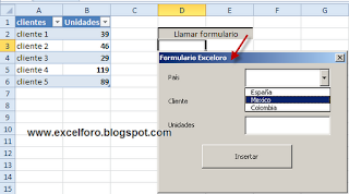 Crear un formulario (UserForm) en Excel.