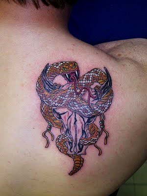 3D Snakes Tattoo on Upper Back  Tattoos Photo Gallery
