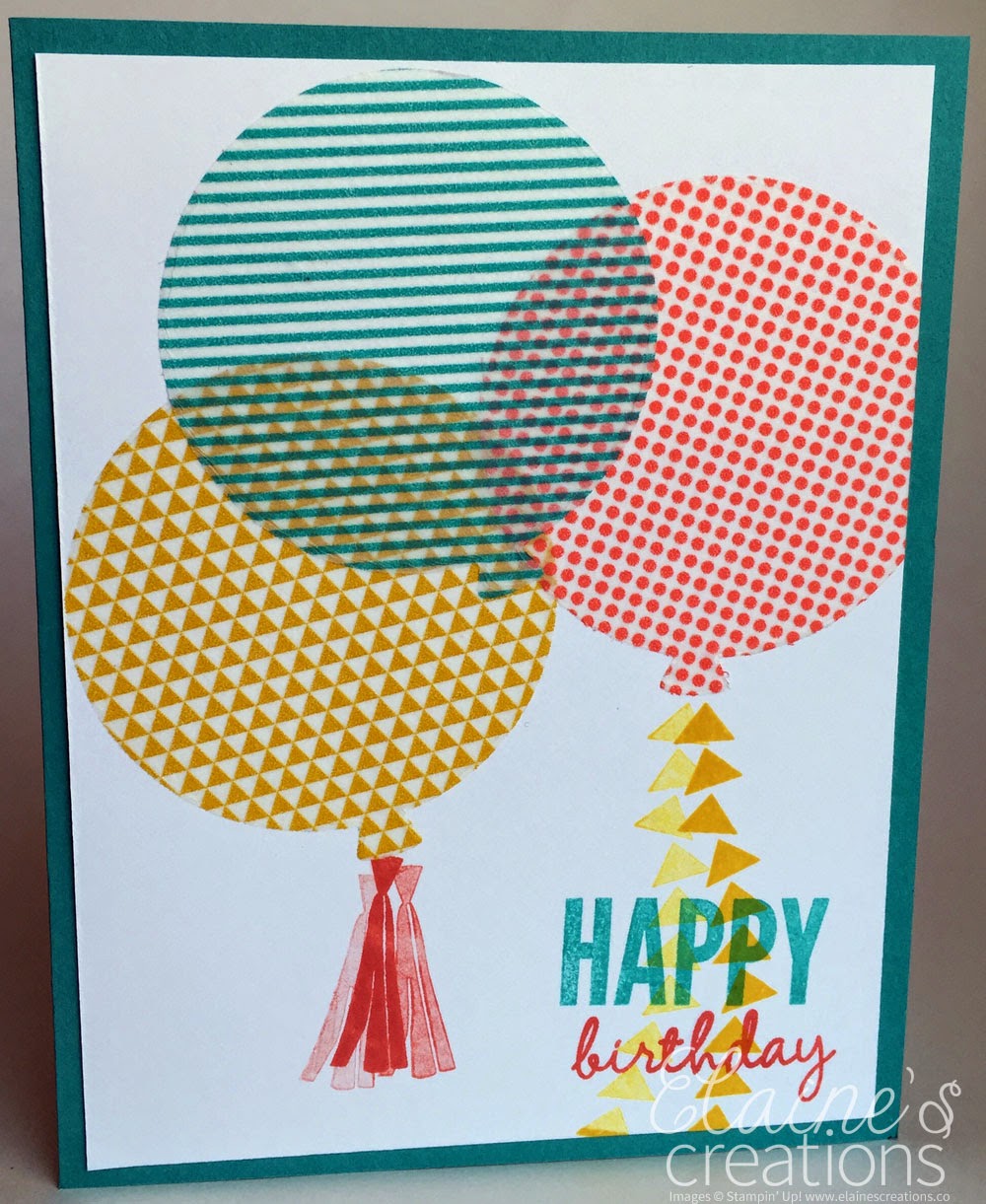 Elaine's Creations Celebrate Today Birthday Bash Washi Sheet Balloon Card