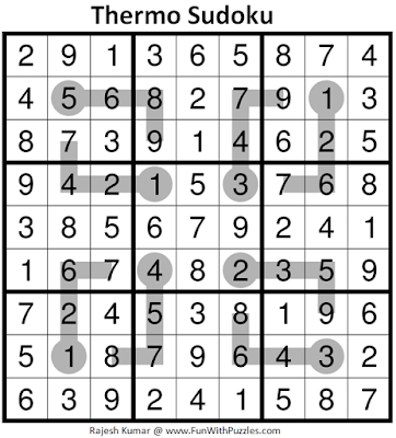 Answer of Thermometer Sudoku Puzzle (Fun With Sudoku #331)