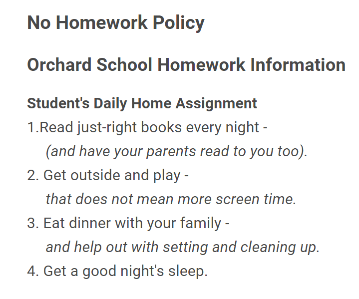 what is the no homework policy