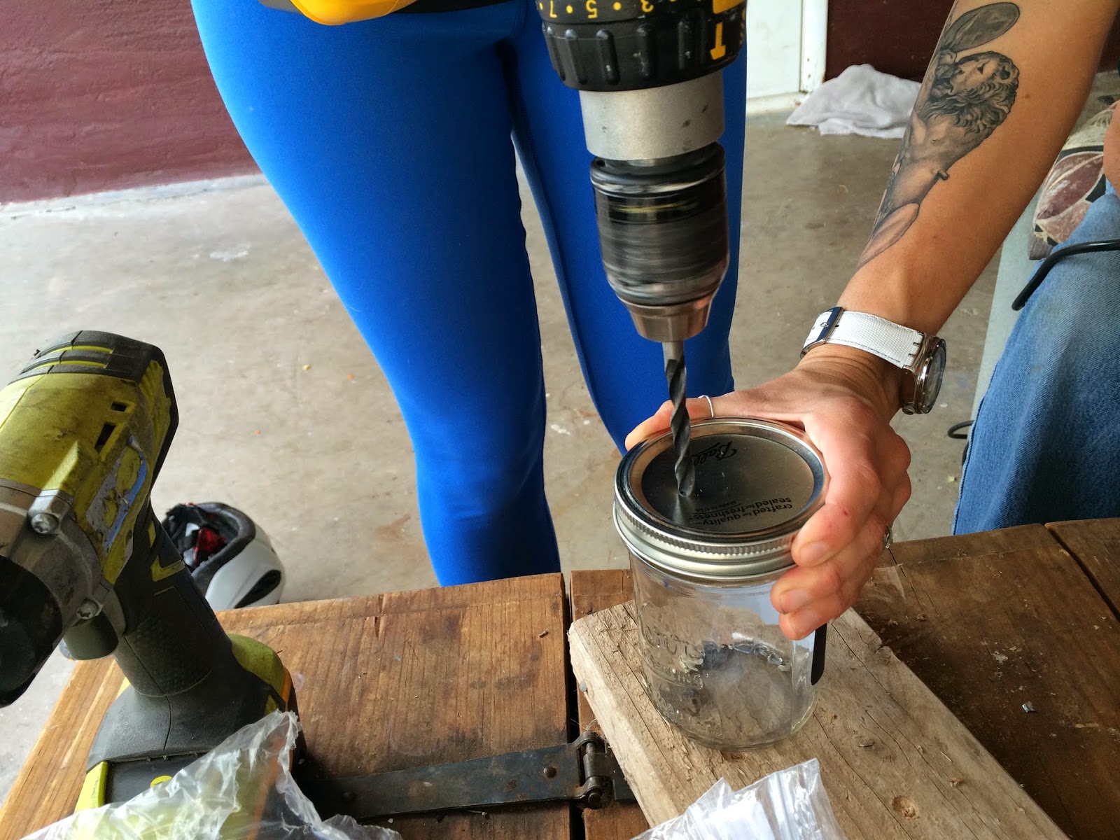 Hawks and honey D.I.Y. Ball Jar Lids holes for straws {how to drill