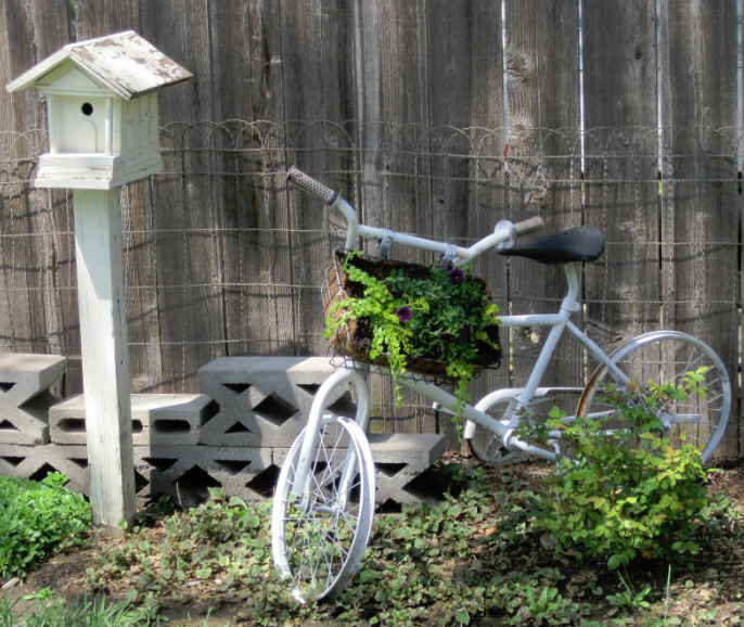 On Crooked Creek Bicycle Basket Planter.