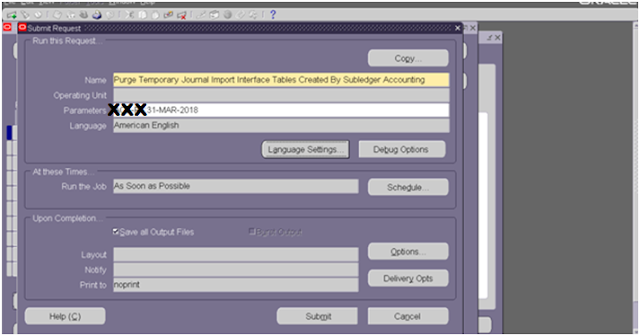 Purge Temporary Journal Import Interface Tables Created By Subledger Accounting