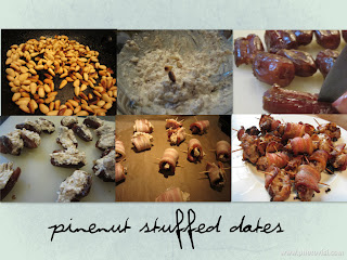 Pinenut stuffed dates wrapped in bacon