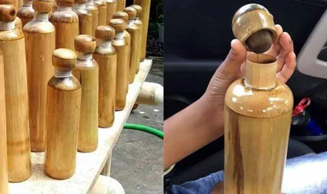 Bottles made of bamboo instead of plastic came to market