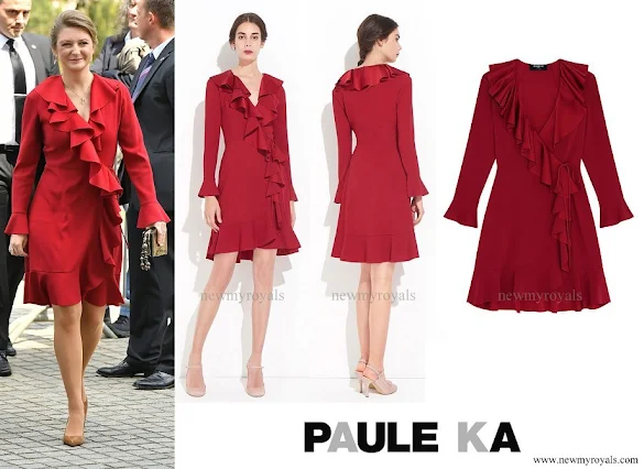 Princess Stephanie wore Paule Ka Satin Coat