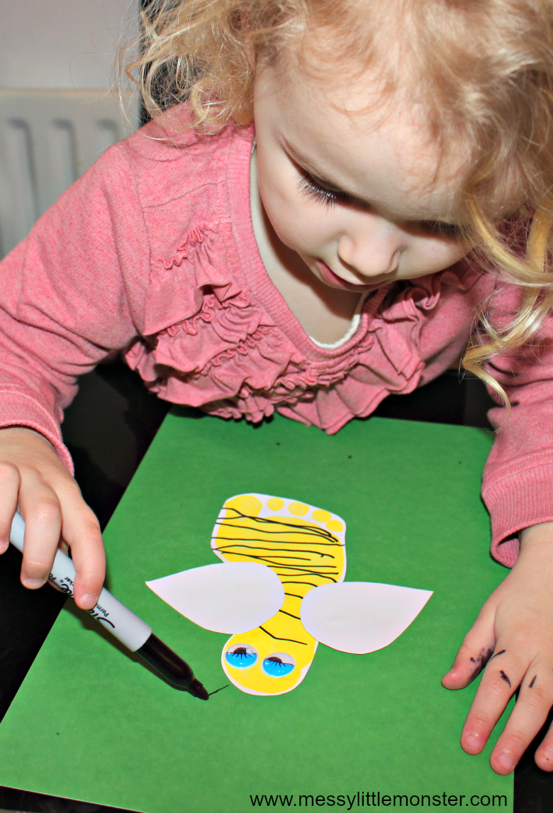 Bumble Bee Footprint Craft Messy Little Monster