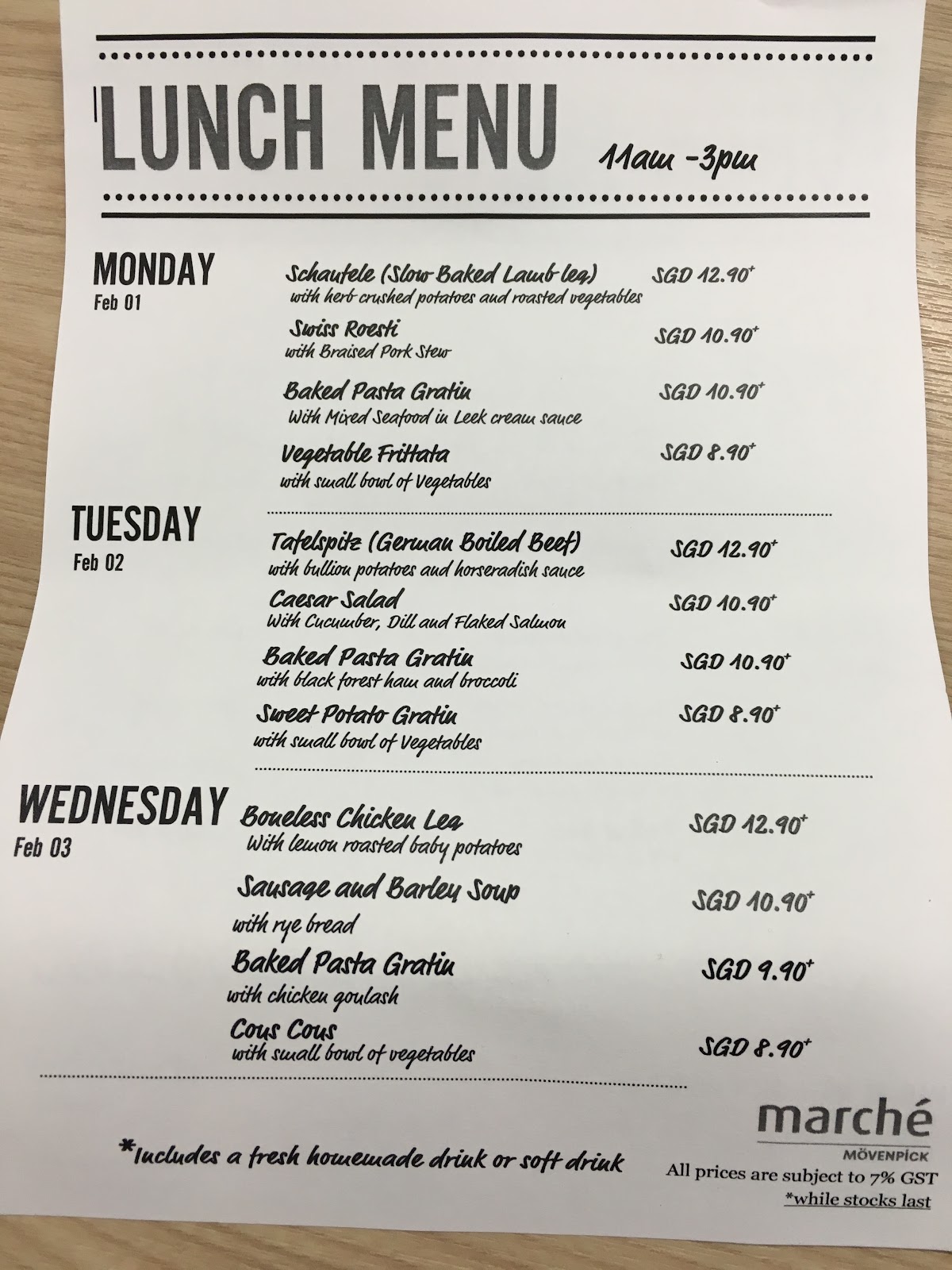 Prices in Singapore. Singapore Food Price. Marche Restaurants