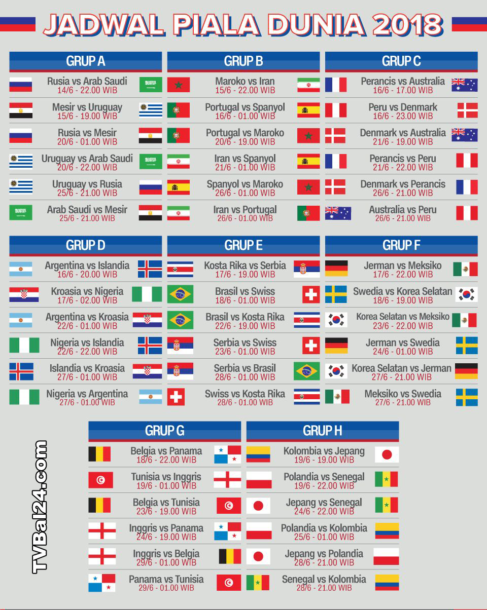 Poster Jadwal Piala Dunia 2018 Pdf Sketsa