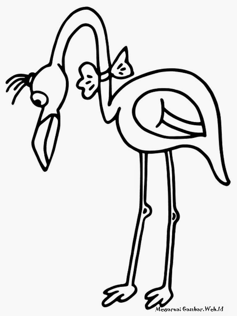Gambar Kartun Burung Flamingo Untuk Diwarnai