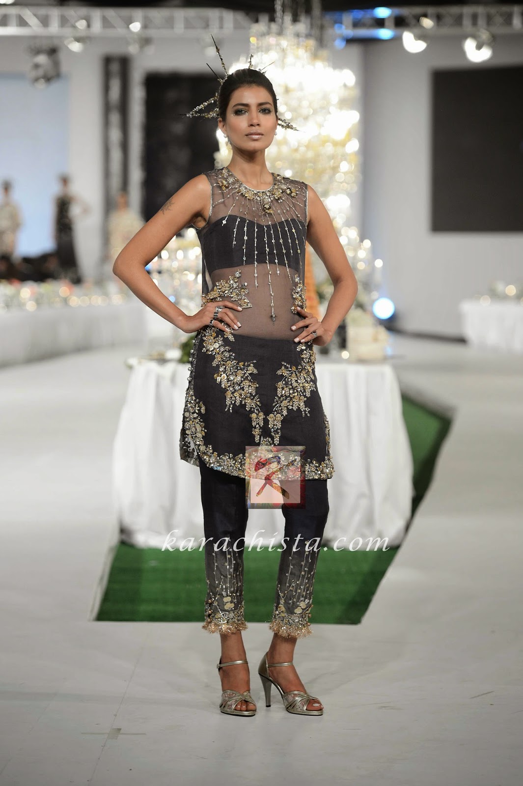 KARMA PFDC Swarovski Couture Rabia Butt in KARMA Swarovski crystals ensemble