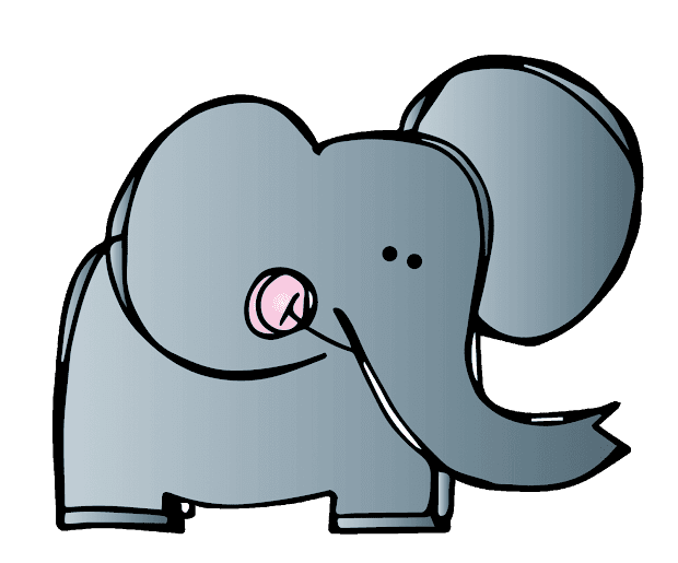 elephant black and white clip art