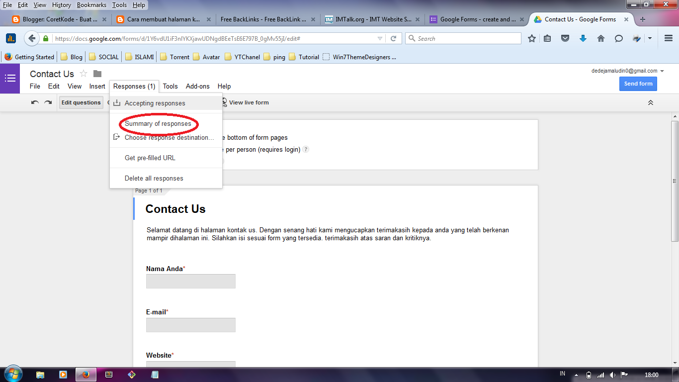 Cara mengecek pesan masuk di google form - Coret Kode