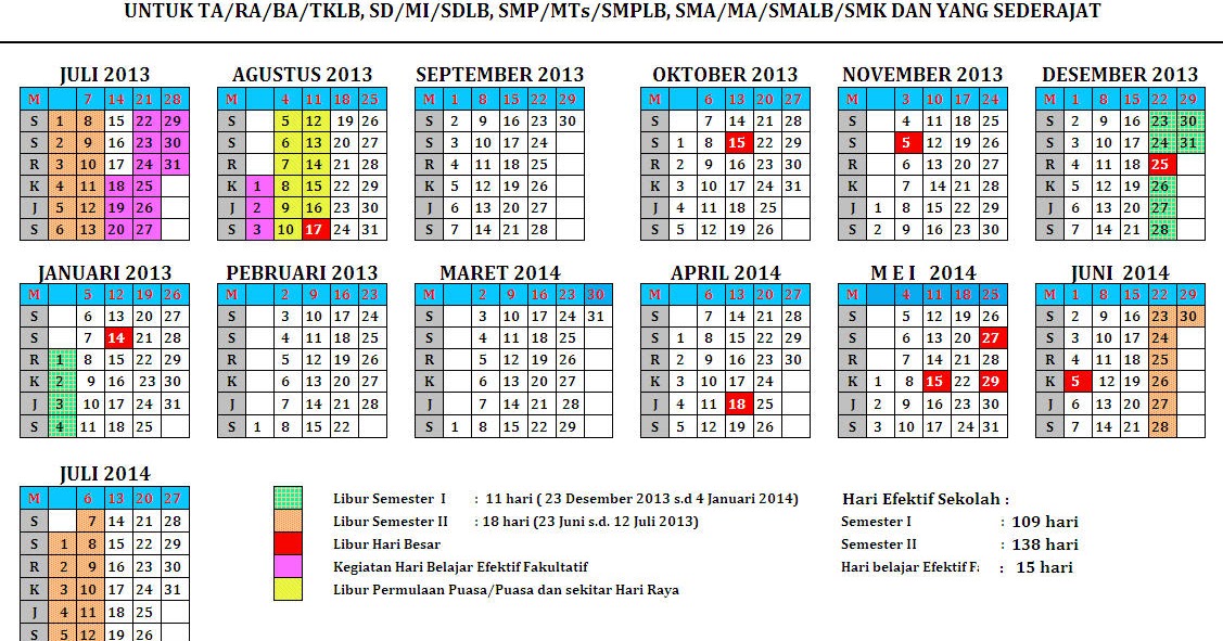 Kalender Pendidikan Tahun Pelajaran 2013-2014 ~ Info Surabaya