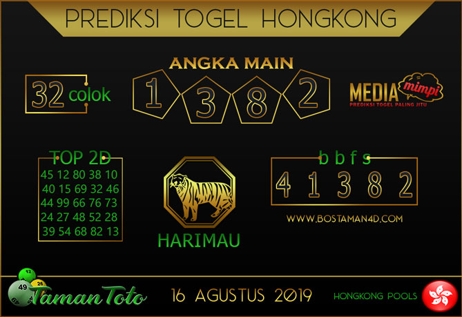 Prediksi Togel HONGKONG TAMAN TOTO 16 AGUSTUS 2019