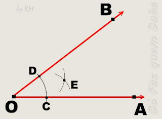 Definição do ponto E, auxiliar da construção da bissetriz de um ângulo.