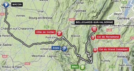 Mapa 10ª etapa Tour de Francia 2012 Mâcon / Bellegarde-sur-Valserine