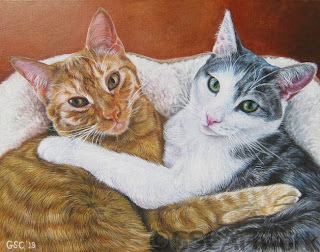 tango bandit house cat kitten pet portrait acrylic painting animal art