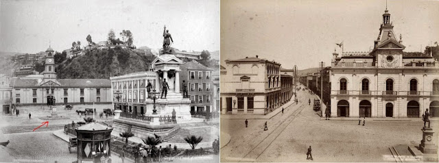 Antiguas Postales con el Monumento en Plaza Sotomayor
