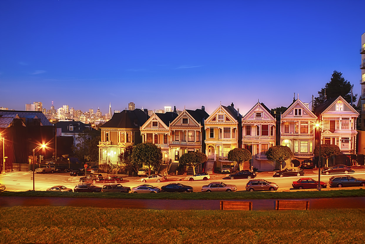 Our Digital Mind San Francisco Painted Ladies At Night