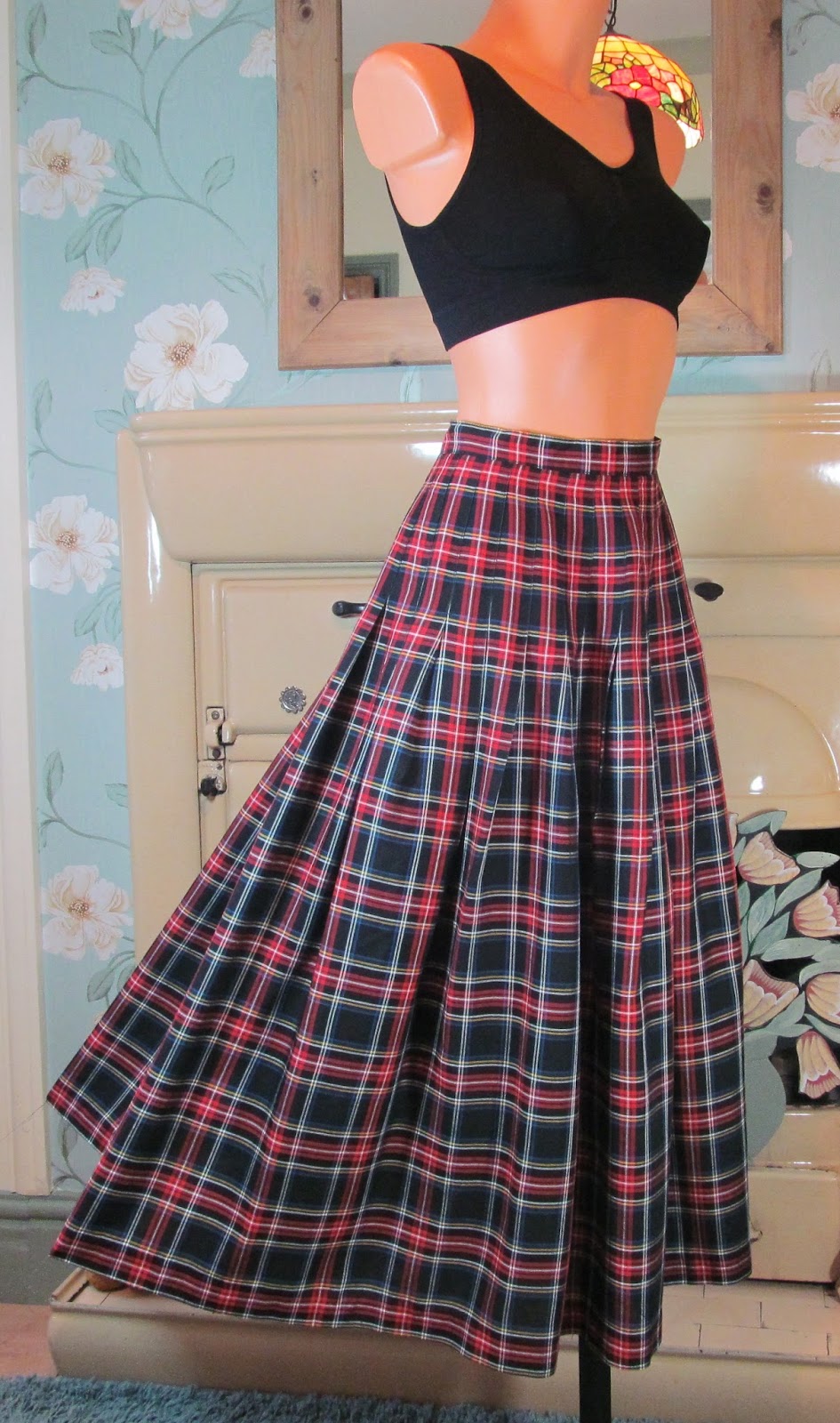Gap multi coloured tartan side zipper pleated long skirt 27