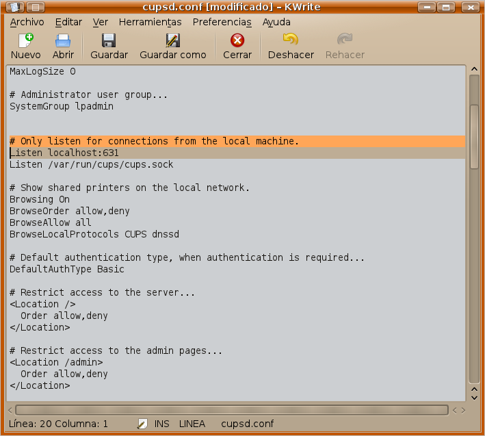 UsuarioDebian Cups, configurar impresoras