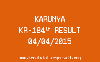 Karunya KR 184 Lottery Result 4-4-2015