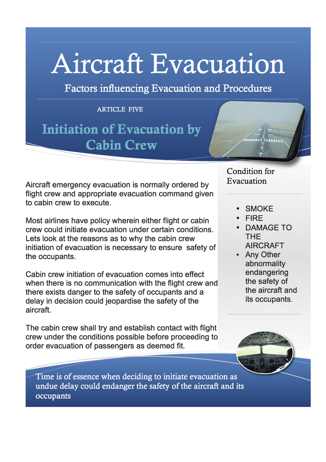 AIRCRAFT EVACUATION-- Initiation of Evacuation by Cabin Crew | Flight Blog