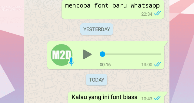 Mengganti Font di WhatsApp Chat dengan FixedSys Monospace