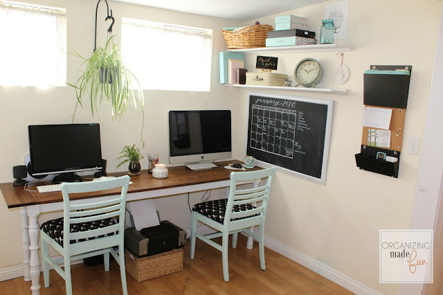 Adorable, Organized Home Office in a Small Rental Home :: OrganizingMadeFun.com