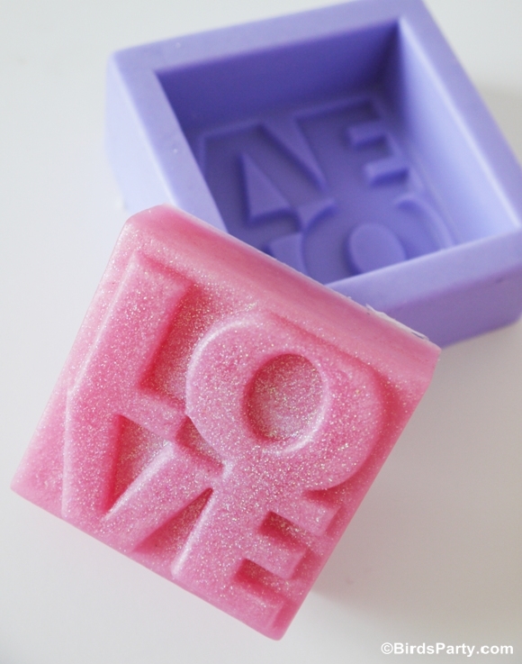 DIY and Sparkly Heart Soap Handmade Gift - Party Ideas | Party Printables