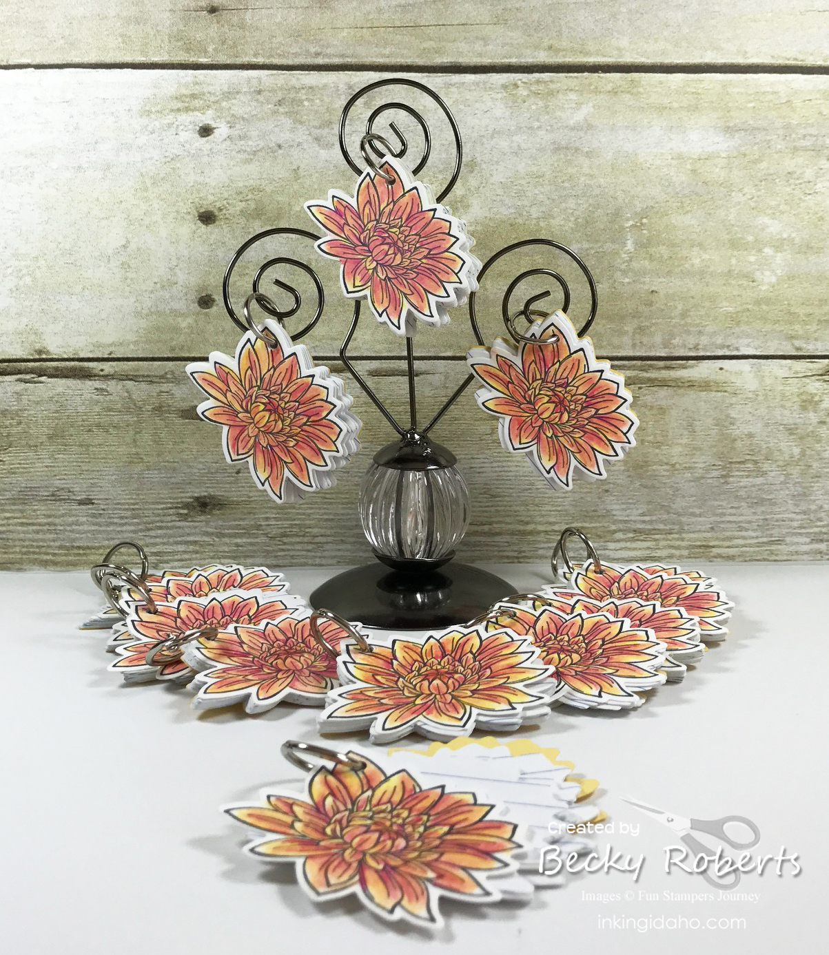 Inking Idaho Dahlia Burst Index Card Rings