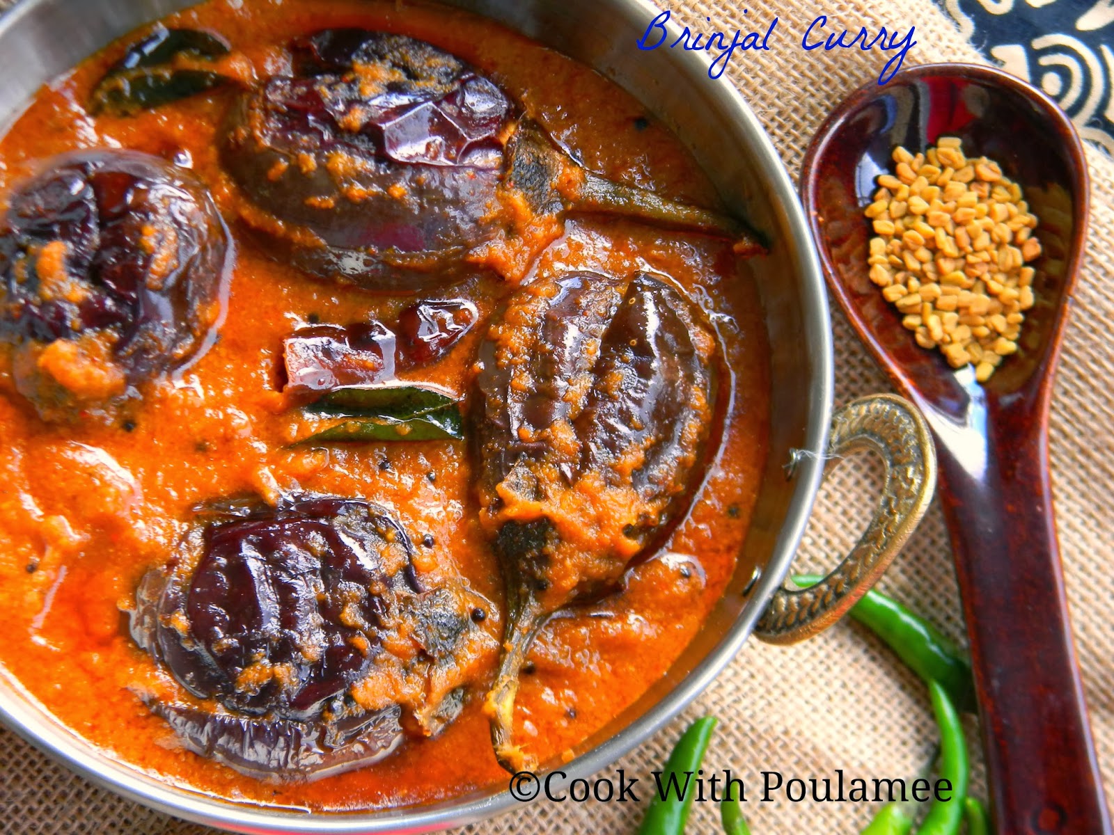 Cook With Poulamee Andhra Style Brinjal Curry or Baby Eggplant Curry