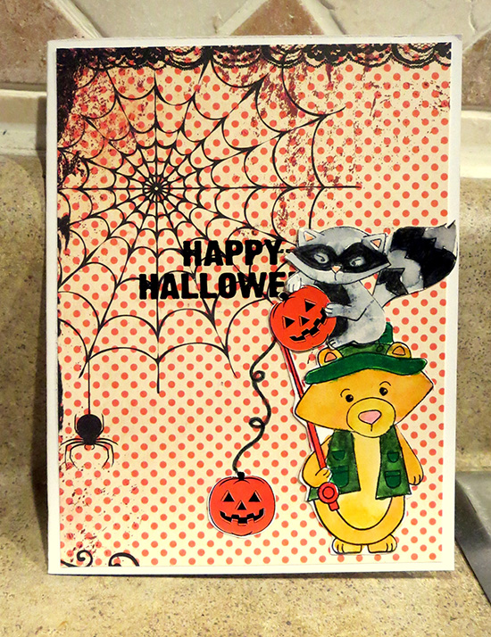 Inky Paws Challenge #36 Halloween | Halloween card by Chark | Campfire Tails Stamp set by Newton's Nook Designs #newtonsnook