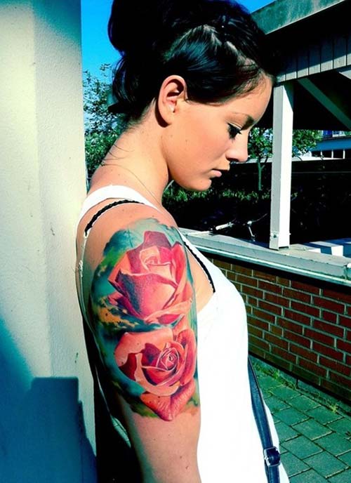 watercolor rose tattoo renkli gül dövmesi watercolor rose tattoo renkli gül dövmesi