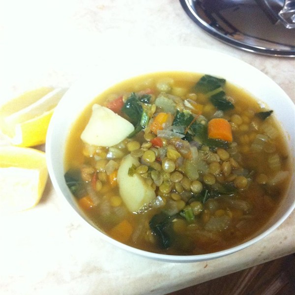 Lentil and Green Collard Soup Recipe LEBANESE RECIPES