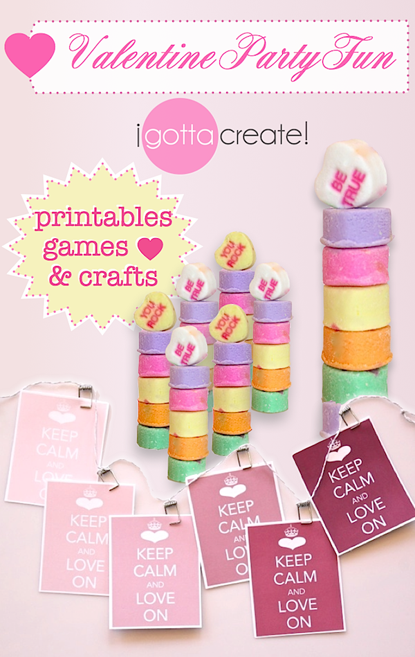 #Valentine party printables, games, crafts and more! | Visit http://igottacreate.blogspot.com