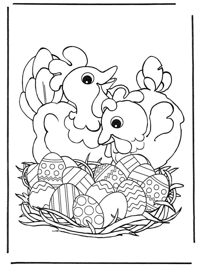 EASTER COLOURING EASTER EGGS AND HENS COLORING SHEETS