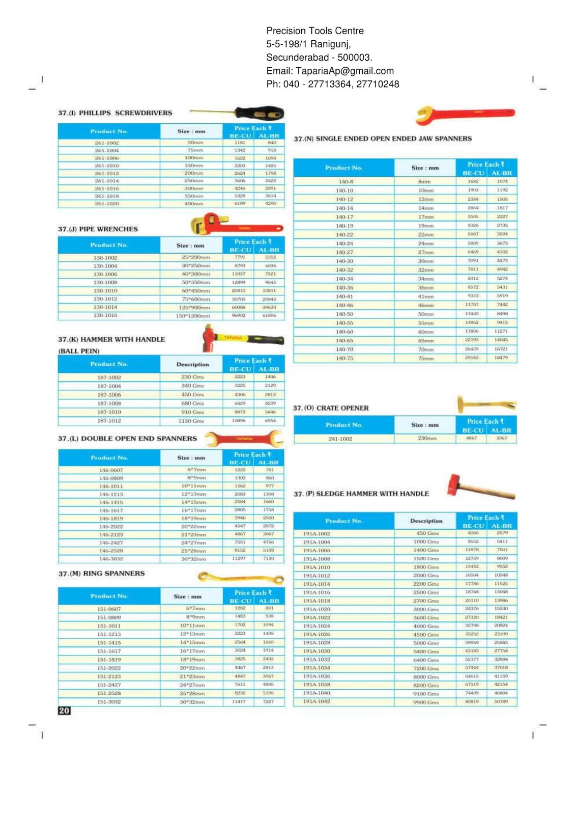 Taparia Tools Price List Catalogue Taparia Tools Prices Price List