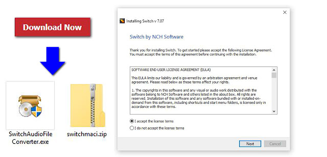Download Switch Audio File Conversion Software An image demonstrating how to download and install Switch Audio File Conversion Software
