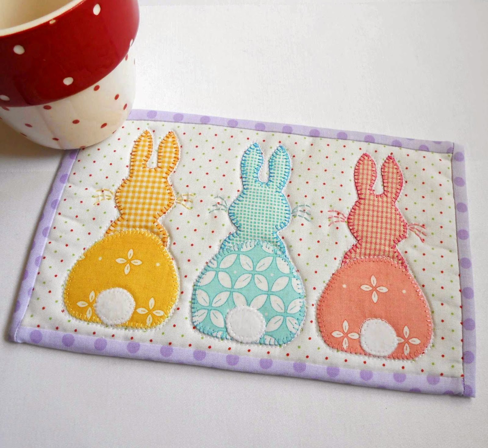 The Patchsmith Bunny Hop Mug Rug Three Designs in One Pattern